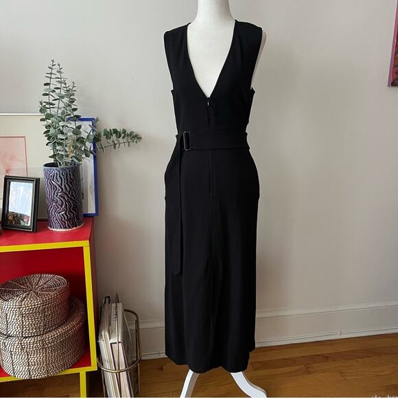 ALC Black Belted V-Neck Midi Dress - Picture 8 of 12